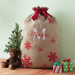 Initial Name Burlap Santa Sack