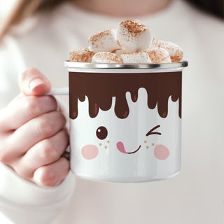 Chocolate Marshmallow Winky Face Bow Camp Mug