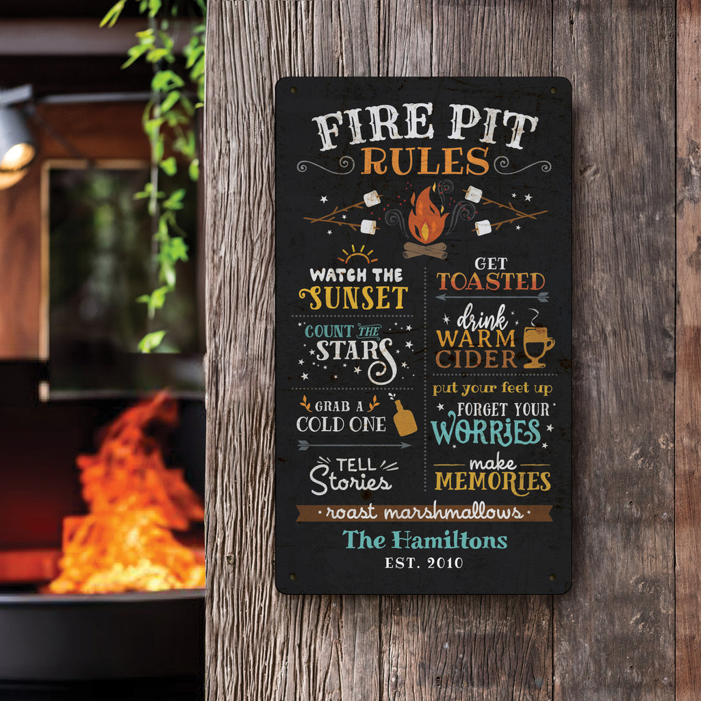 Fire Pit Rules Metal Sign - 8x14 – Personalized Planet