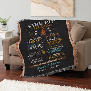 Fire Pit Rules Fringe Throw Blanket
