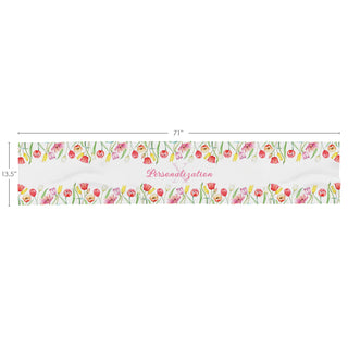 Watercolor Tulips Pattern Name & Initial Table Runner 