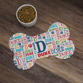Primary Colors Name & Initial Pattern Dog Bone Shape Pet Mat