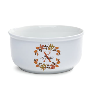 Autumn Wreath Family Name And Initial Ceramic Serving Bowl