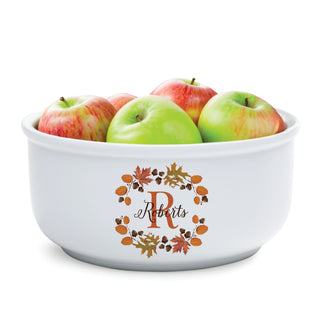 Autumn Wreath Family Name And Initial Ceramic Serving Bowl