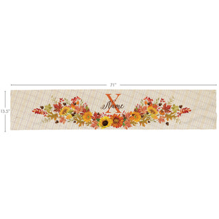 Autumn Foliage Family Name And Initial Table Runner 13.5x71