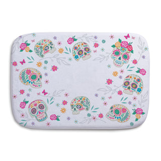 Sugar Skulls Bath Mat - White