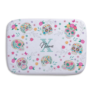 Sugar Skulls Bath Mat - White