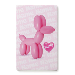 Happy Pink Balloon Dog with Heart Canvas - 10x16