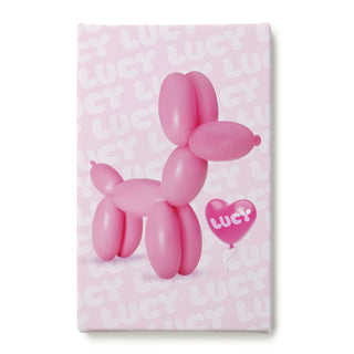 Happy Pink Balloon Dog with Heart Canvas - 10x16