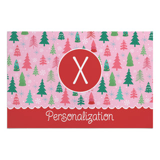 Whimsical Pink Pine Forest Doormat - 18x27 Inch, 1/4" Thick