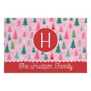 Whimsical Pink Pine Forest Doormat - 18x27 Inch, 1/8" Thin
