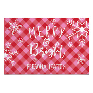 Merry & Bright Pink and Red Check Doormat - 18x27 Inch, 1/4" Thick