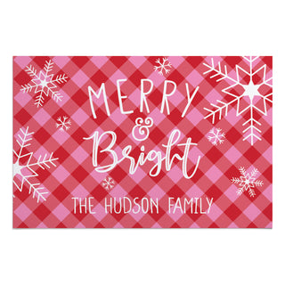 Merry & Bright Pink and Red Check Doormat - 18x27 Inch, 1/4" Thick