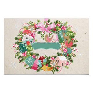 Whimsical Ornament Wreath Doormat - 18x27 Inch, 1/4" Thick