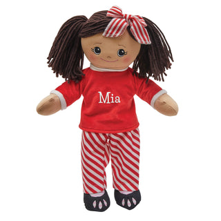 Rag Doll With Red & White Striped PJs - Hispanic