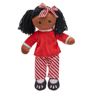 Rag Doll With Red & White Striped PJs - African American