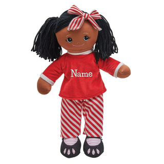 Rag Doll With Red & White Striped PJs - African American