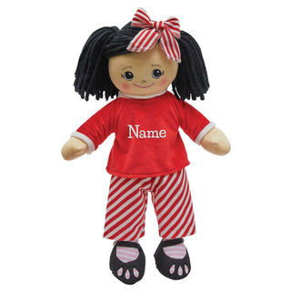 Rag Doll With Red & White Striped PJs - Asian