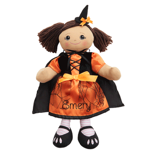 Rag Doll with Orange & Black Halloween Witch Dress - Hispanic