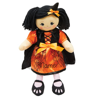 Rag Doll with Orange & Black Halloween Witch Dress - Asian