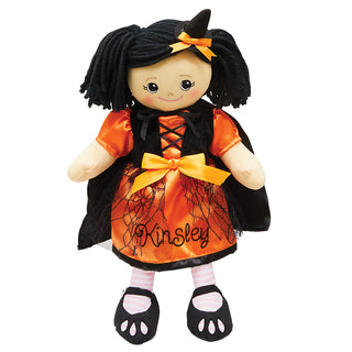 Rag Doll with Orange & Black Halloween Witch Dress - Asian