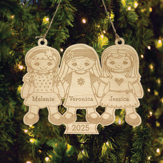 Three Girls Wood Ornament