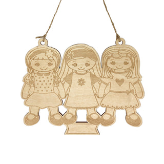 Three Girls Wood Ornament