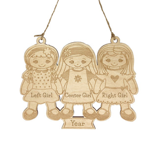 Three Girls Wood Ornament
