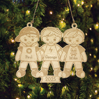 Three Boys Wood Ornament