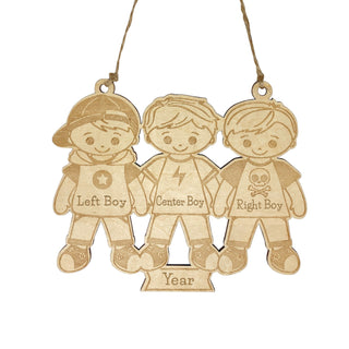 Three Boys Wood Ornament