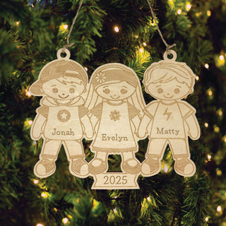 Two Boys and Girl Wood Ornament
