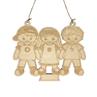 Two Boys and Girl Wood Ornament