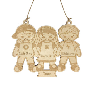 Two Boys and Girl Wood Ornament