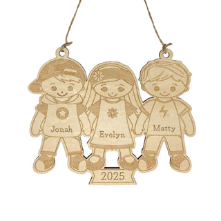 Two Boys and Girl Wood Ornament