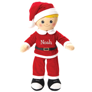 Blonde Boy Rag Doll with Santa Suit & Hat