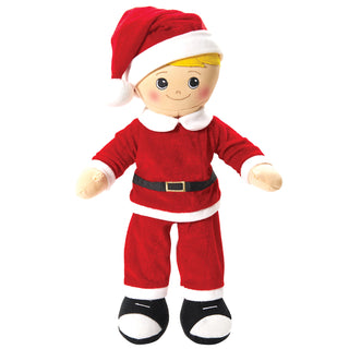 Blonde Boy Rag Doll with Santa Suit & Hat