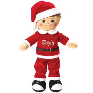 Hispanic Boy Rag Doll with Santa Suit & Hat