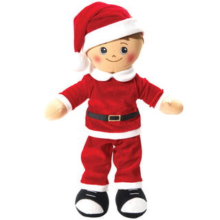 Hispanic Boy Rag Doll with Santa Suit & Hat
