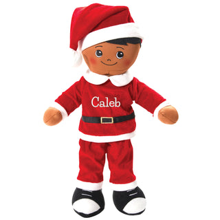 African American Boy Rag Doll with Santa Suit & Hat