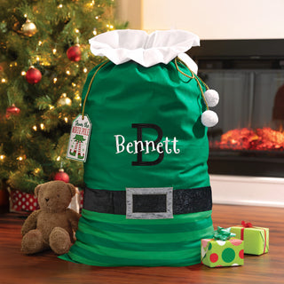 Green Velvet Elf Santa Sack
