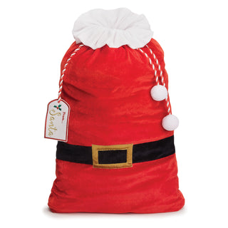 Velvet Santa Sack w/ Tag & PomPom - Script Name