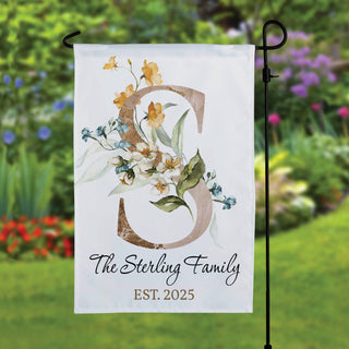 Boho Floral Initial Garden Flag