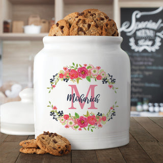 Spring Floral Name & Initial Cookie Jar