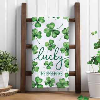 Lucky Clover Pattern Waffle Tea Towel