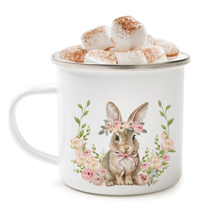 Pink Floral Easter Bunny Camp Mug