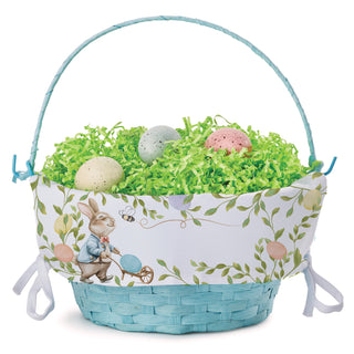 Bunny with Coat Blue Easter Basket With Liner