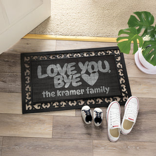 Love You Bye Narrow Doormat - 12x27 Inch Entry Mat with Rubber Frame