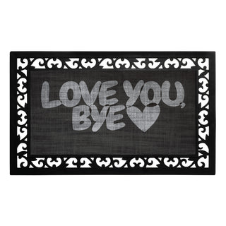 Love You Bye Narrow Doormat - 12x27 Inch Entry Mat with Rubber Frame