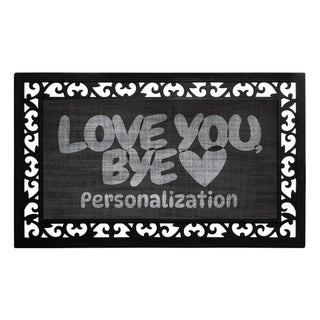 Love You Bye Narrow Doormat - 12x27 Inch Entry Mat with Rubber Frame