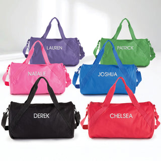 Embroidered Duffel Bag - White Block Name